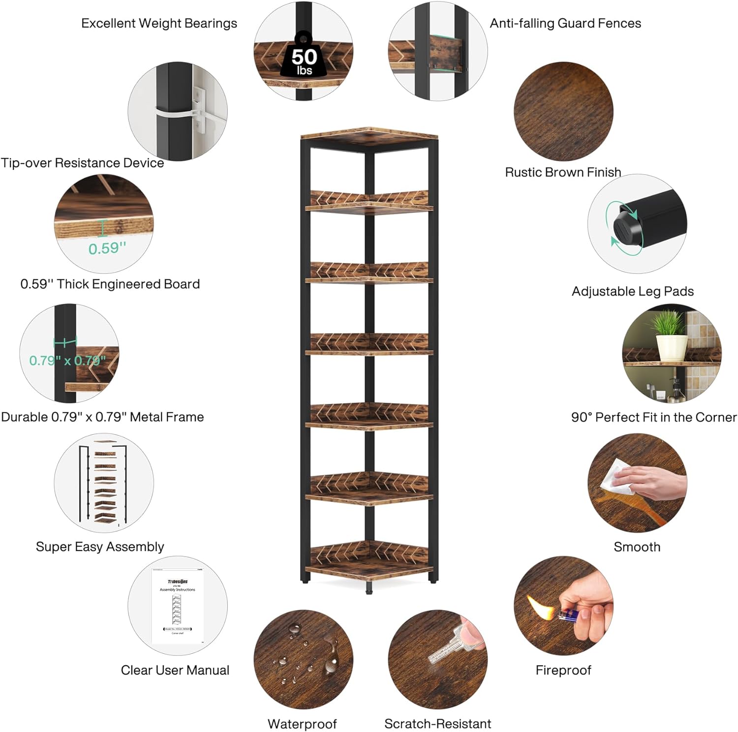 6-Tier Corner Shelf, 76.77