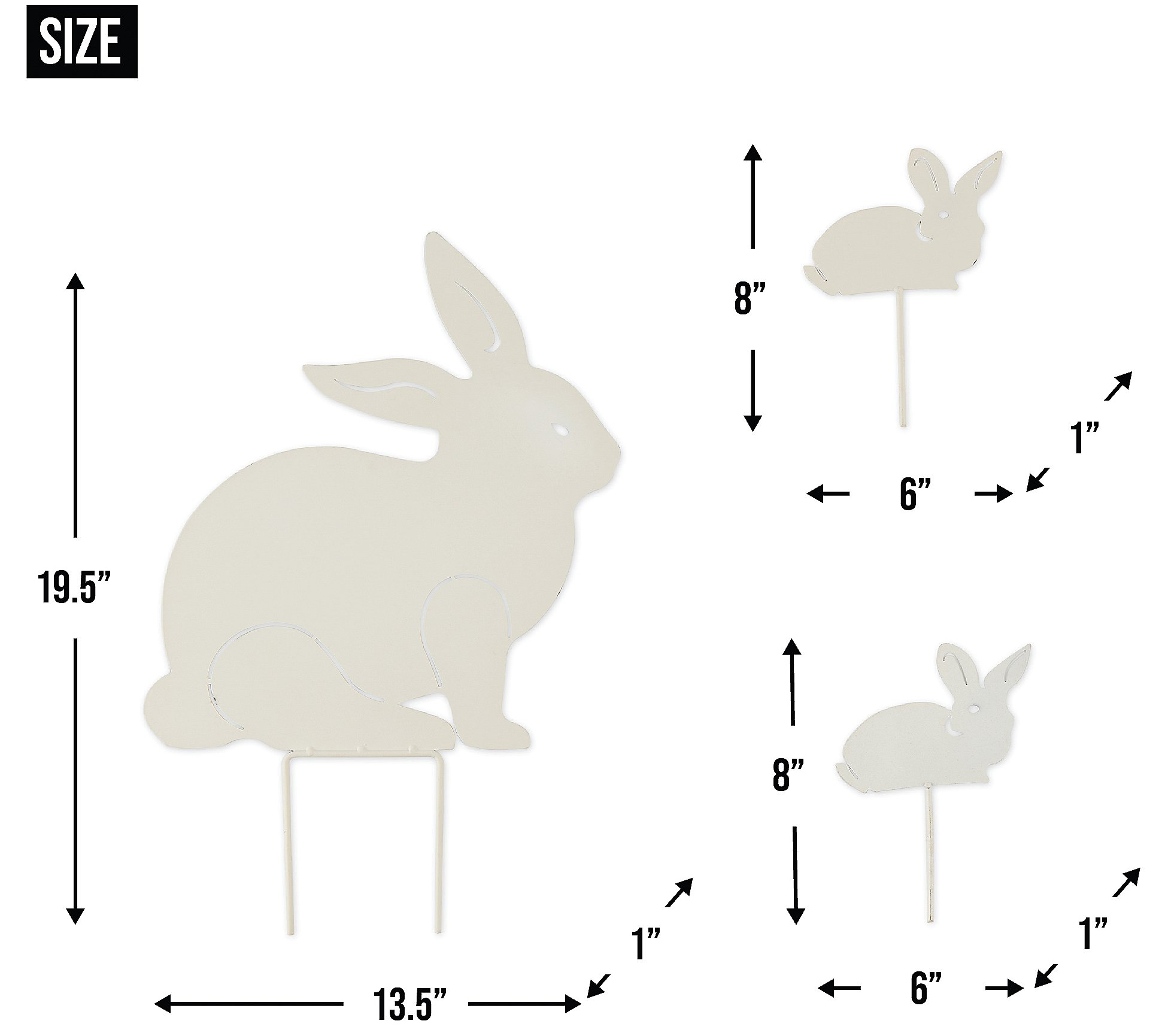 Design Imports Set of 3 Rabbit Family Garden St akes