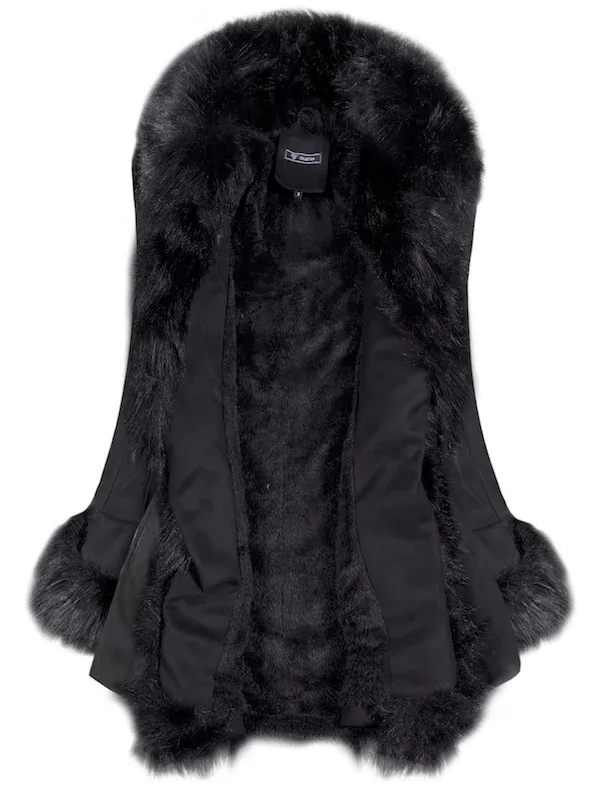 ELEGANT COAT NETASHA black with faux fur