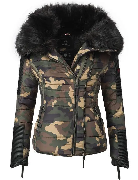 Women's short parka coat Camouflage