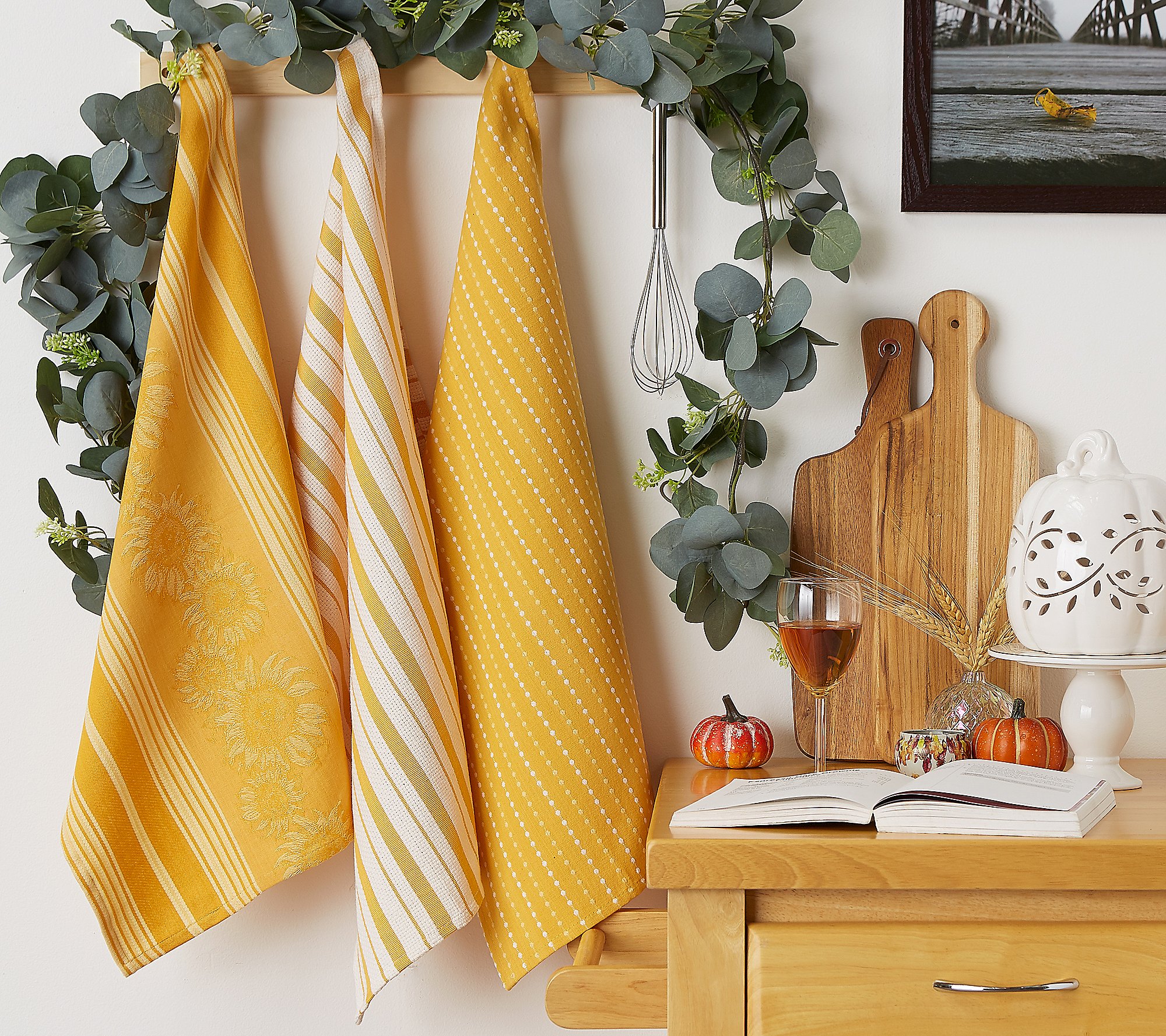 Design Imports (3) Sonoma Harvest Sunflower Kitchen Towels