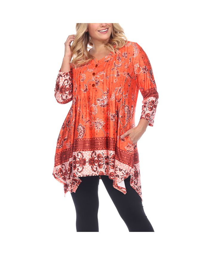 Women's Plus Size Victorian Print Tunic Top with Pockets