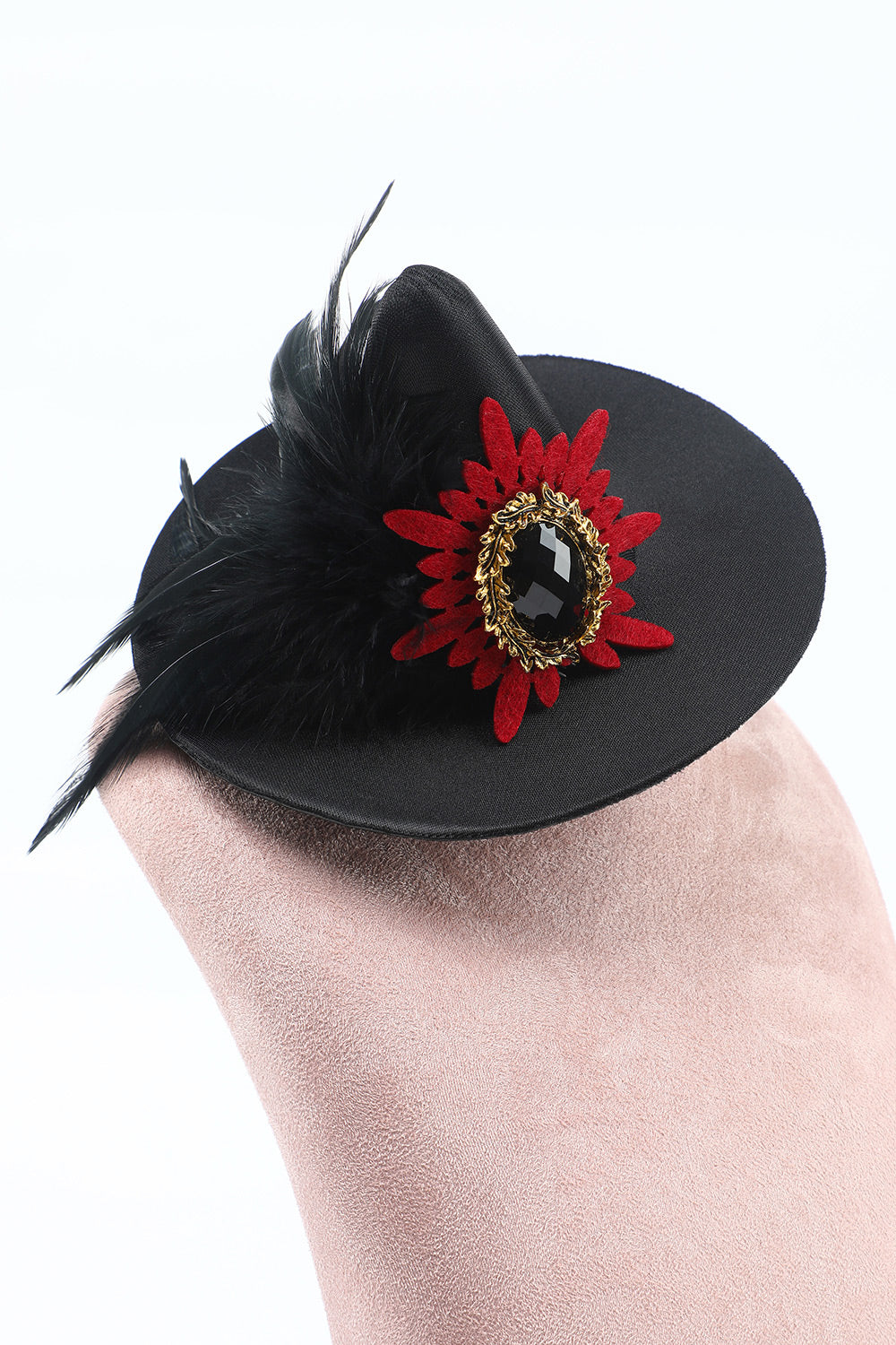 Black Women Halloween Witch Hat with Feather