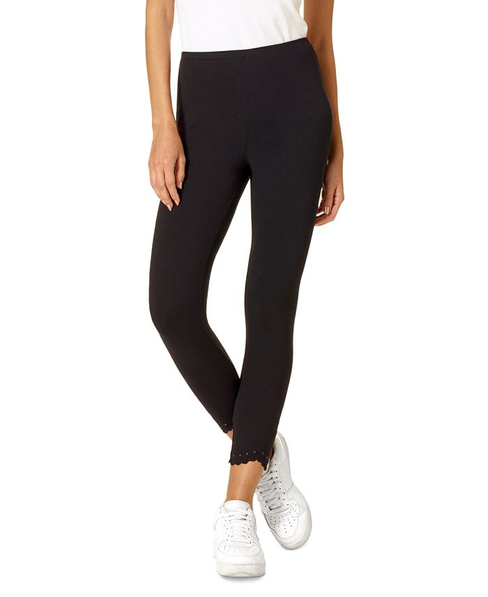 Women's Embroidered Hem Knit Skimmer Leggings