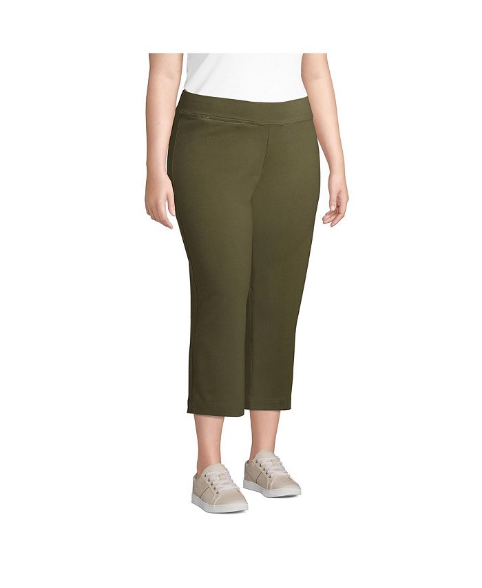 Women's Plus Size Starfish Mid Rise Elastic Waist Pull On Crop Pants