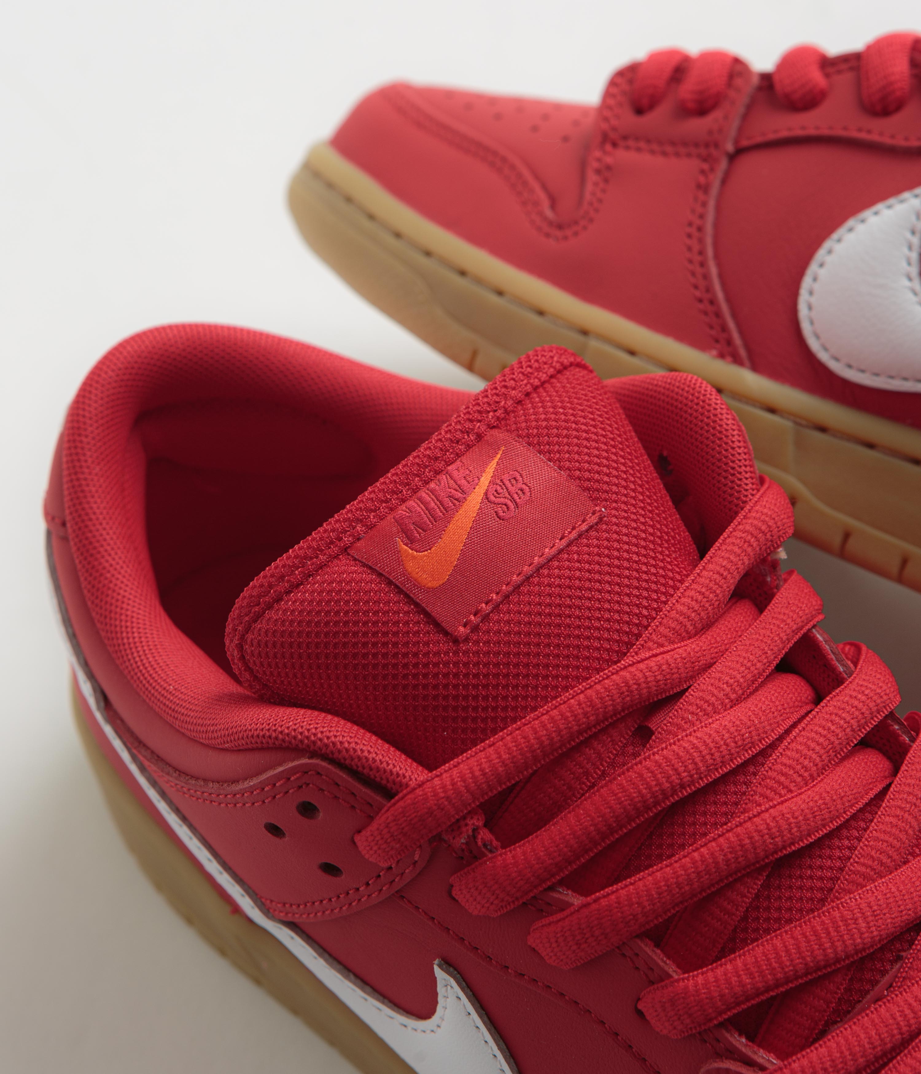 Nike SB Orange Label Dunk Low Pro Shoes - University Red / White - University Red