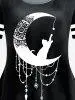 Cat Moon Printed Colorblock Tee and Skinny Leggings Plus Size Outfit