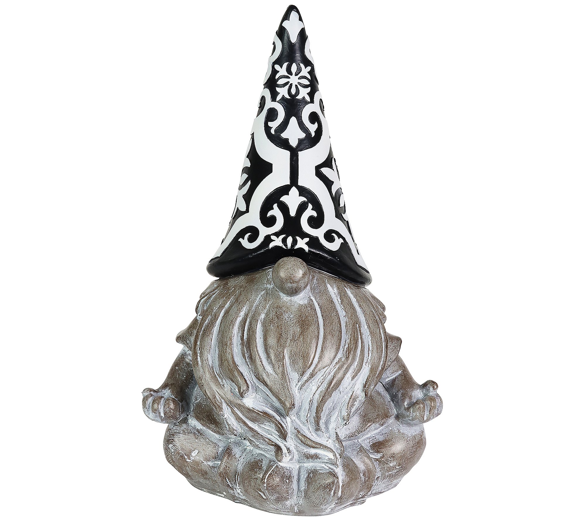 Exhart Solar Black and White Hat Gnome