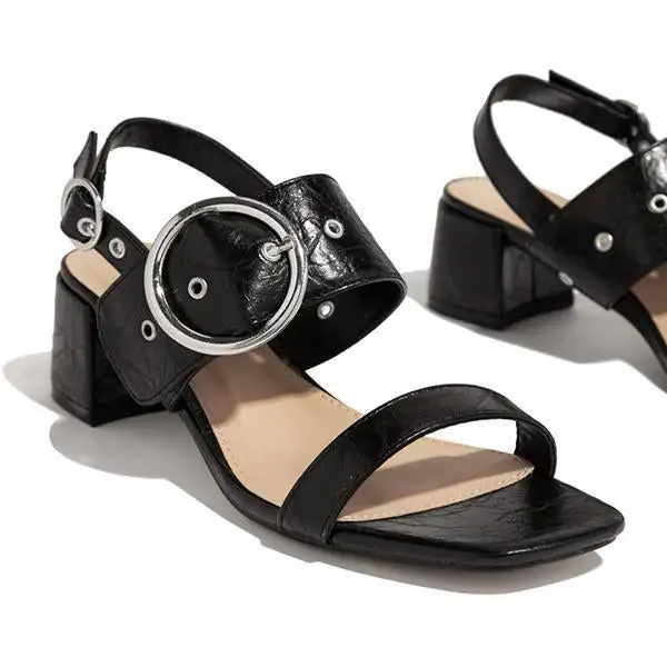 Around-The-Ankle Adjustable Buckle Closure Sandals