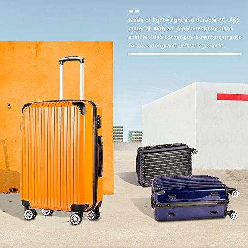Baggage Expandable 3 Piece Sets PC+ABS Spinner Suitcase 20 inch 24 inch 28 inch