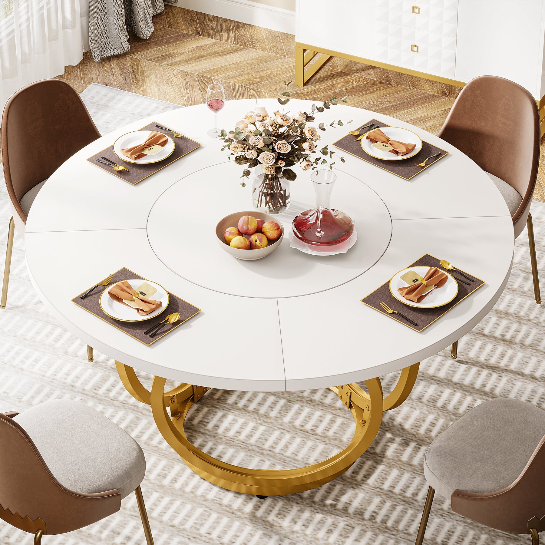 Round Dining Table for 4, Modern 47