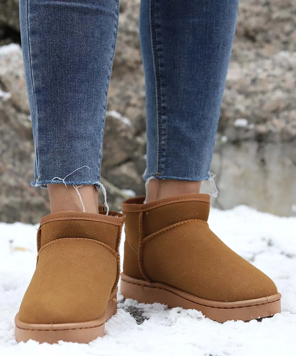 Brown Faux Fur-Lined Ankle Snow Boot - Women