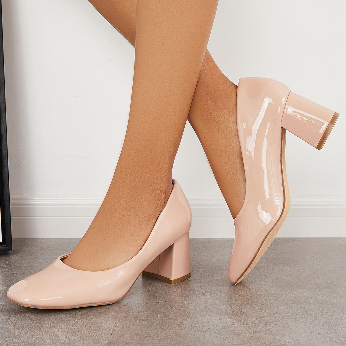 Closed Toe Block Chunky High Heel Pumps Dress Shoes