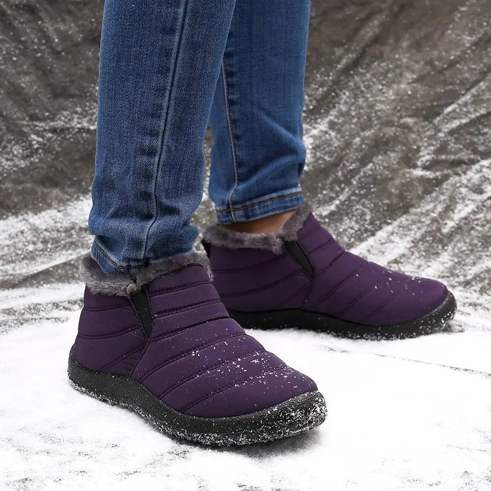 Warm Lining Casual Winter Waterproof Slip On Ankle Snow Boots