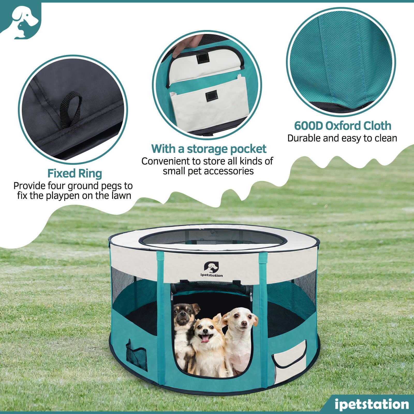 LAKWAR Large Pet Playpen for Dogs and Cats， 44