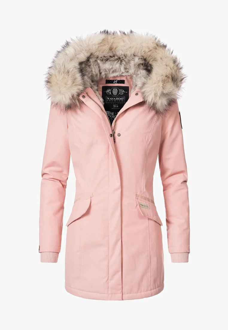 Plain parka coat pink2