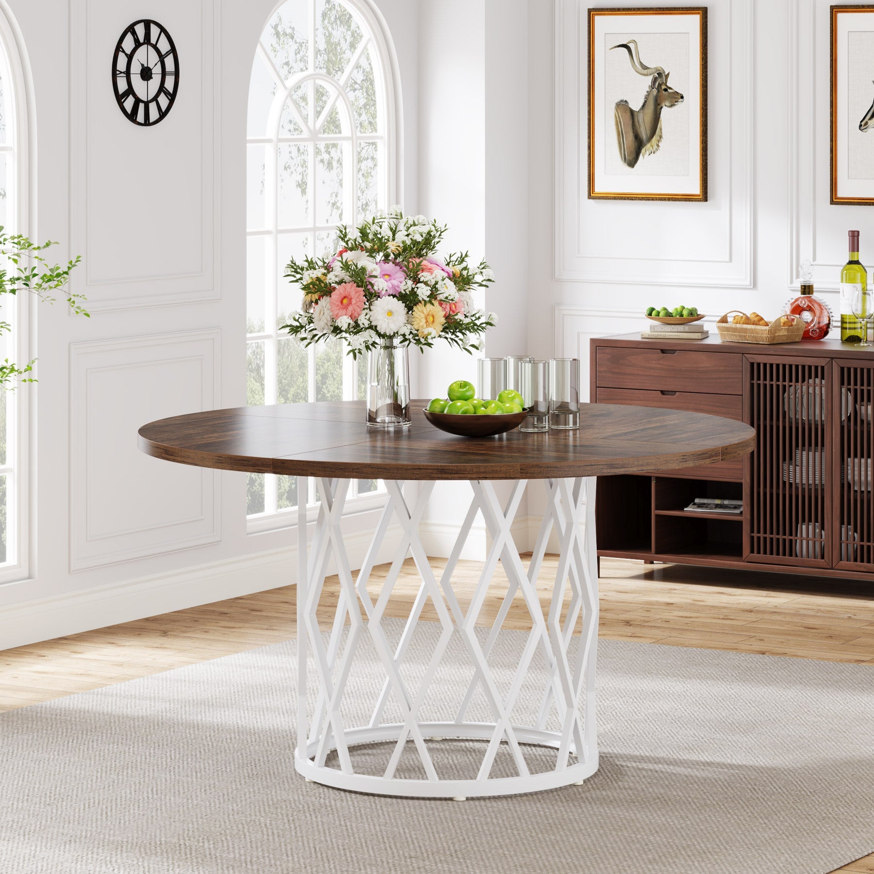 Round Dining Table for 4-6, 47.2