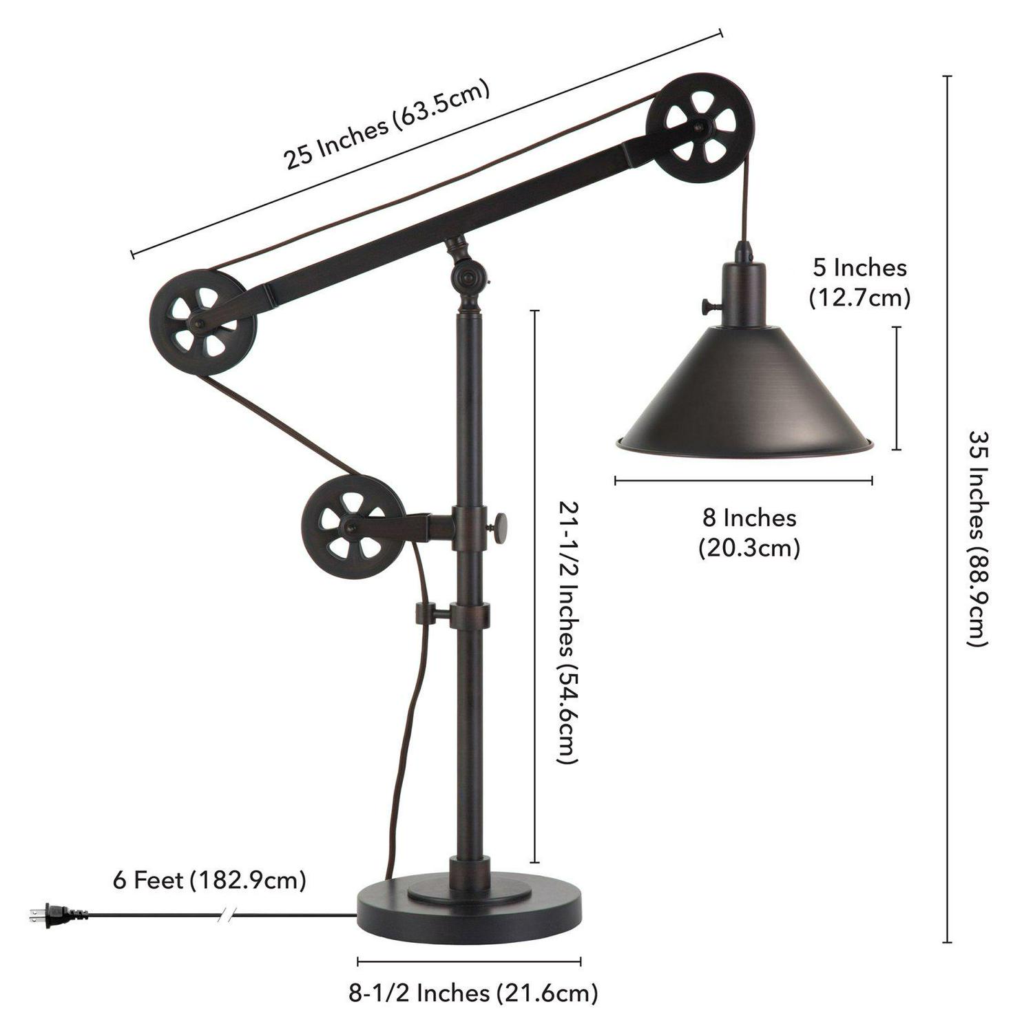 EvelynandZoe Traditional Metal Table Lamp with Pulley System