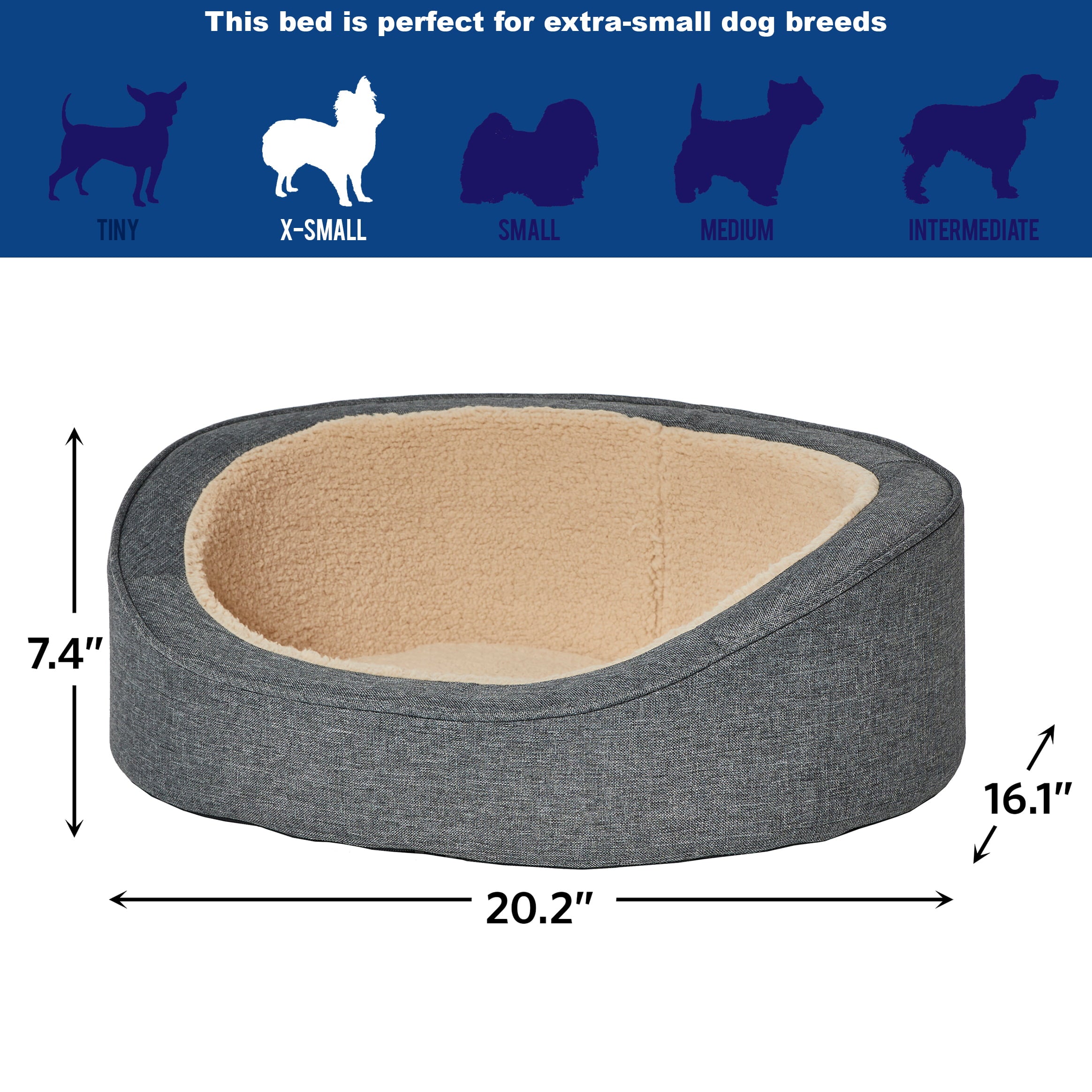 Extra-Small QuietTime Deluxe Hudson Pet Bed- Gray