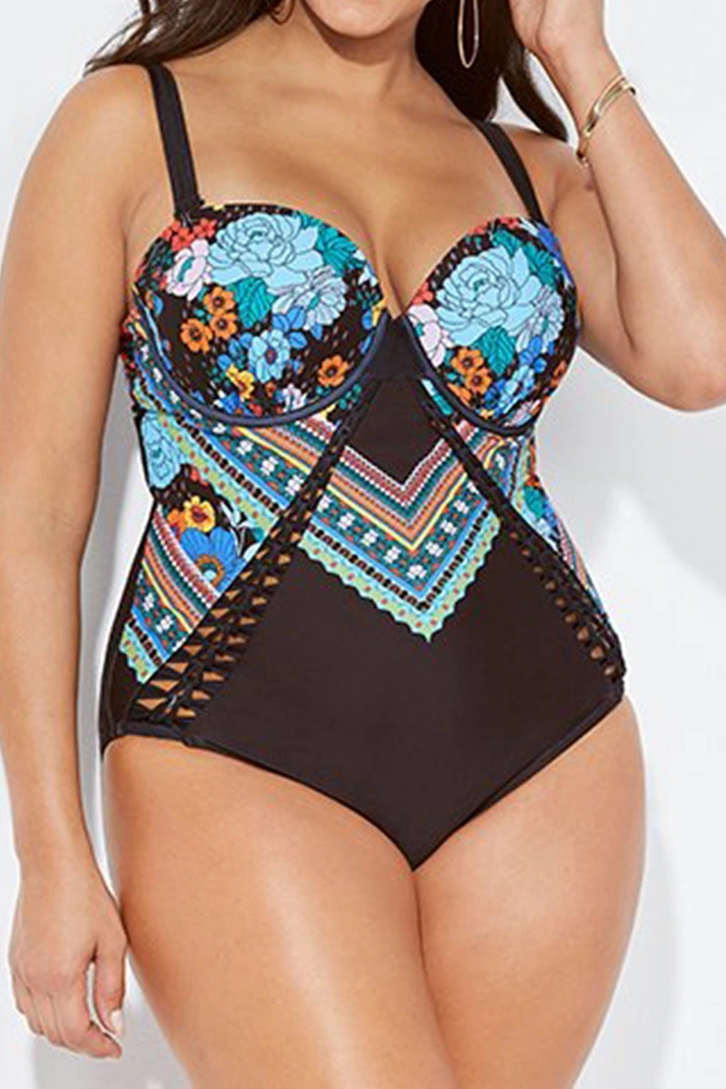 CARNIVAL CUT OUT UNDERWIRE ONE PIECE SWIMSUIT