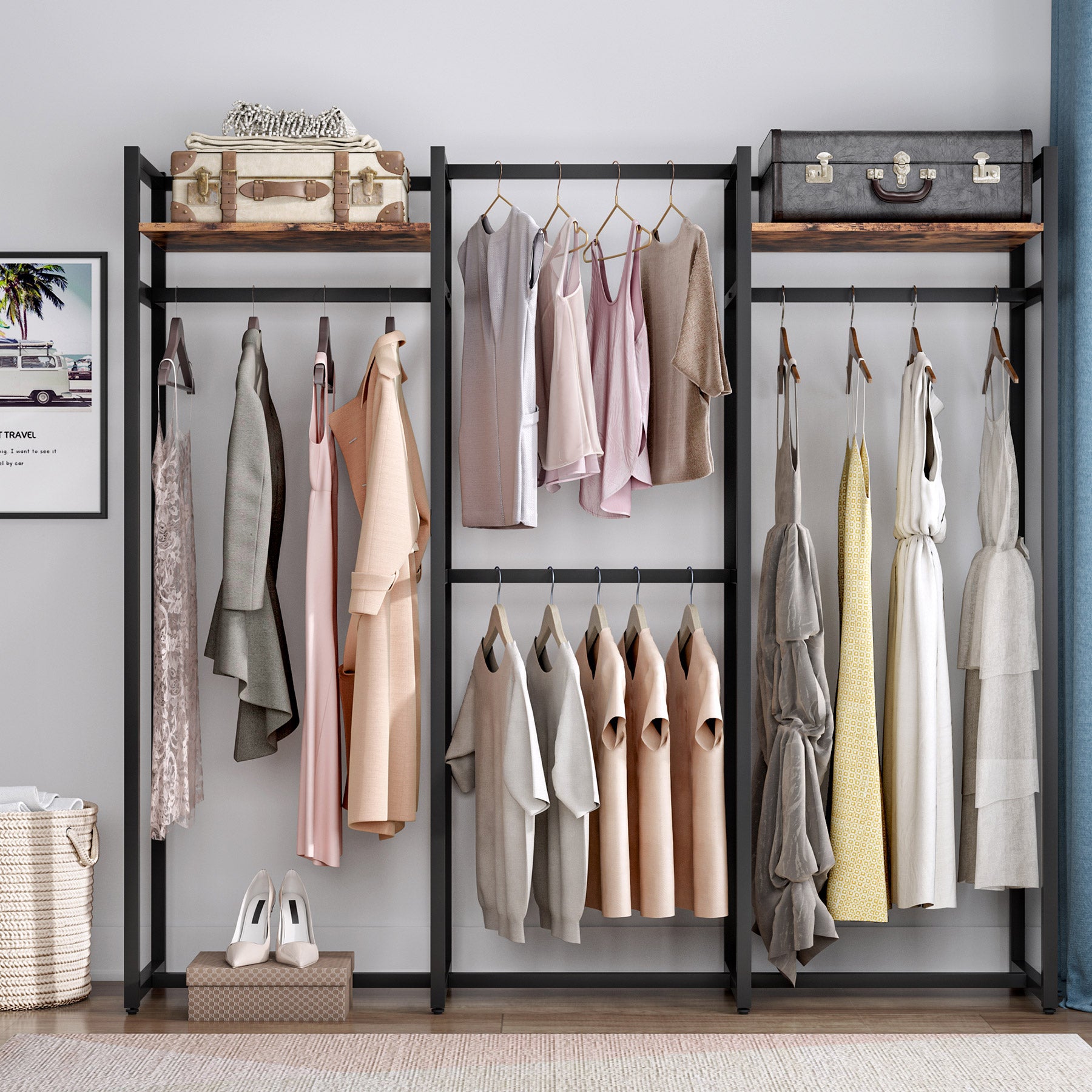 Freestanding Closet Organizer, Large Garment Clothes Rack