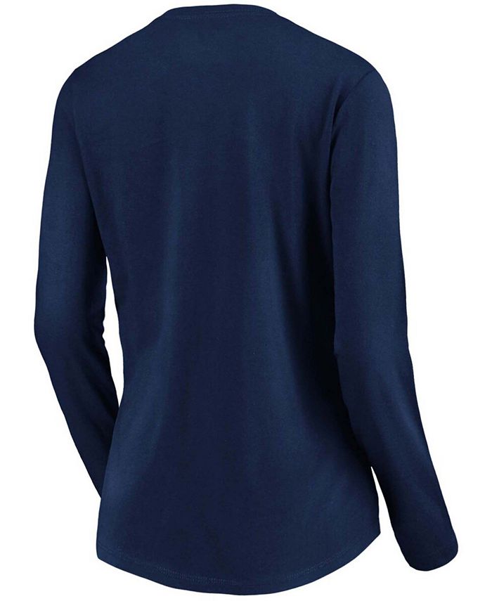 Women's Navy Milwaukee Brewers Core Team Long Sleeve V-Neck T-shirt