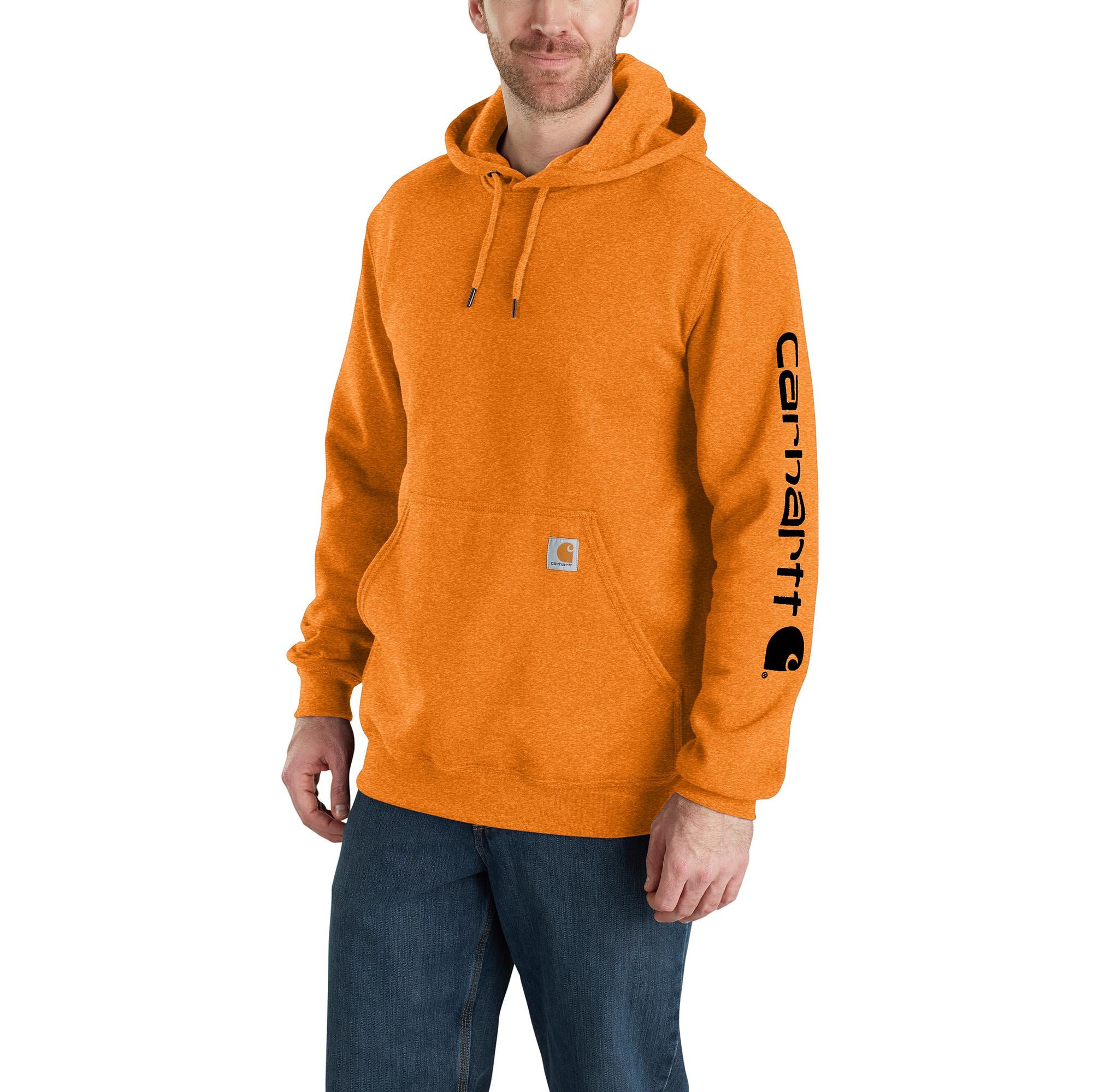 Carhartt Midweight Logo Sleeve Hooded Sweatshirt_Marmalade Heather