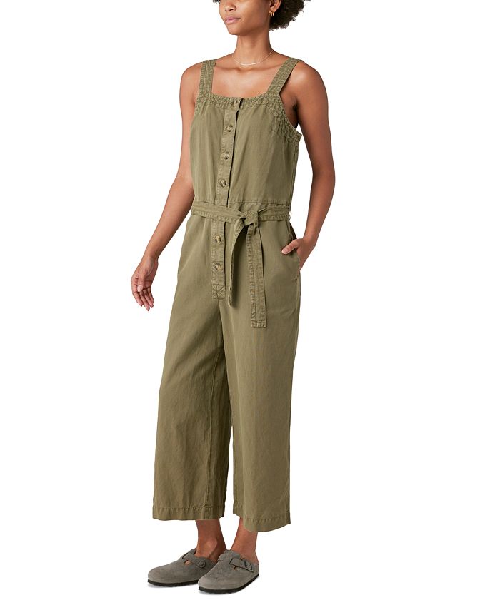 Women's Button-Front Belted Jumpsuit