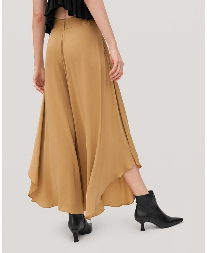 Wide-Legged Silk Pants for Women