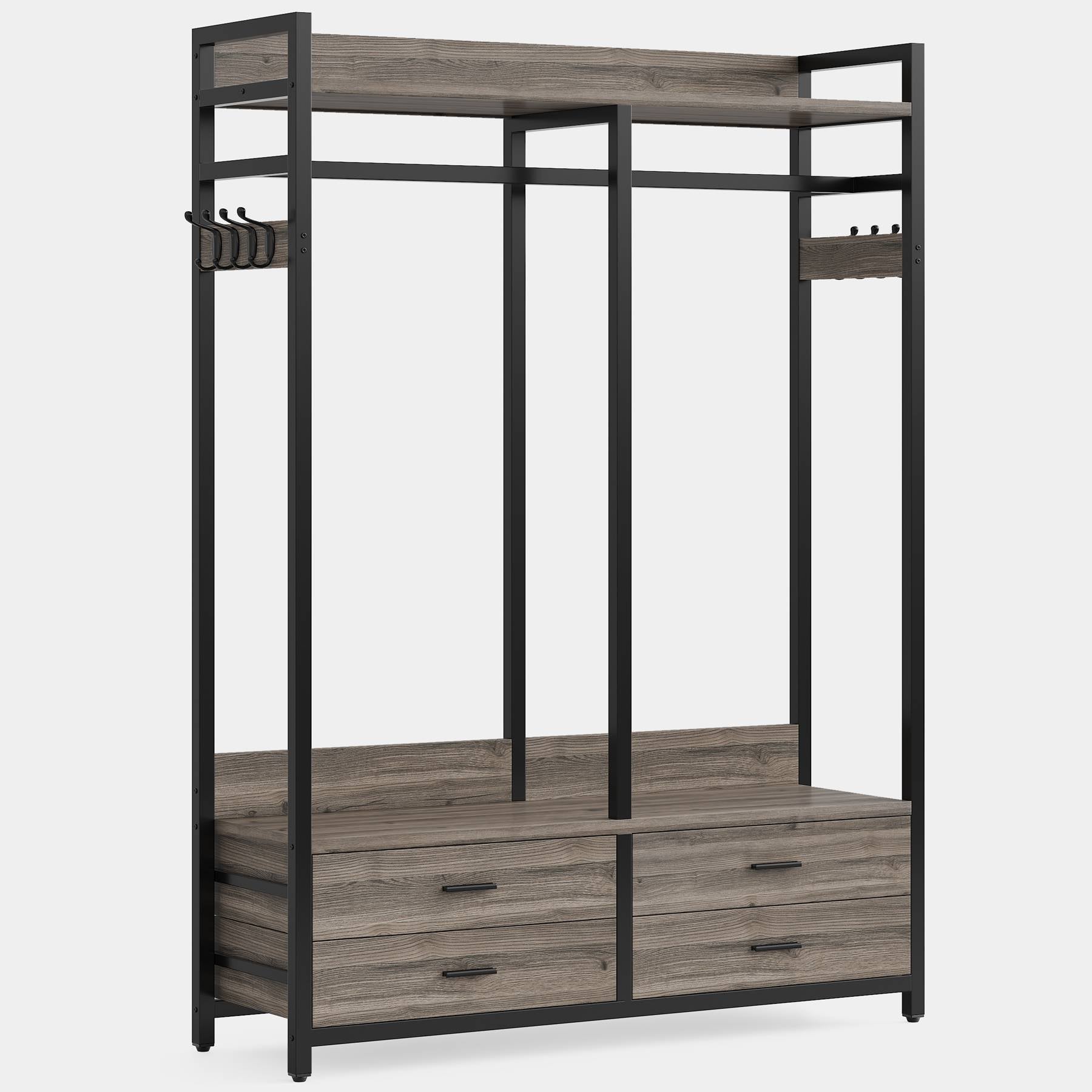 Freestanding Closet Organizer, Garment Rack with Drawers & Shelves