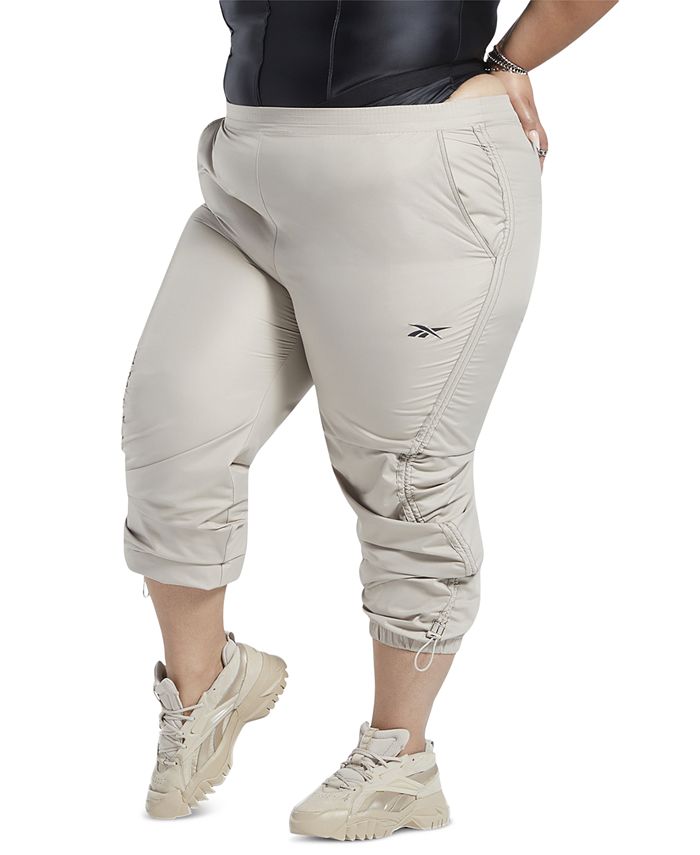 Plus Size Ruched-Leg Pull-On Track Pants