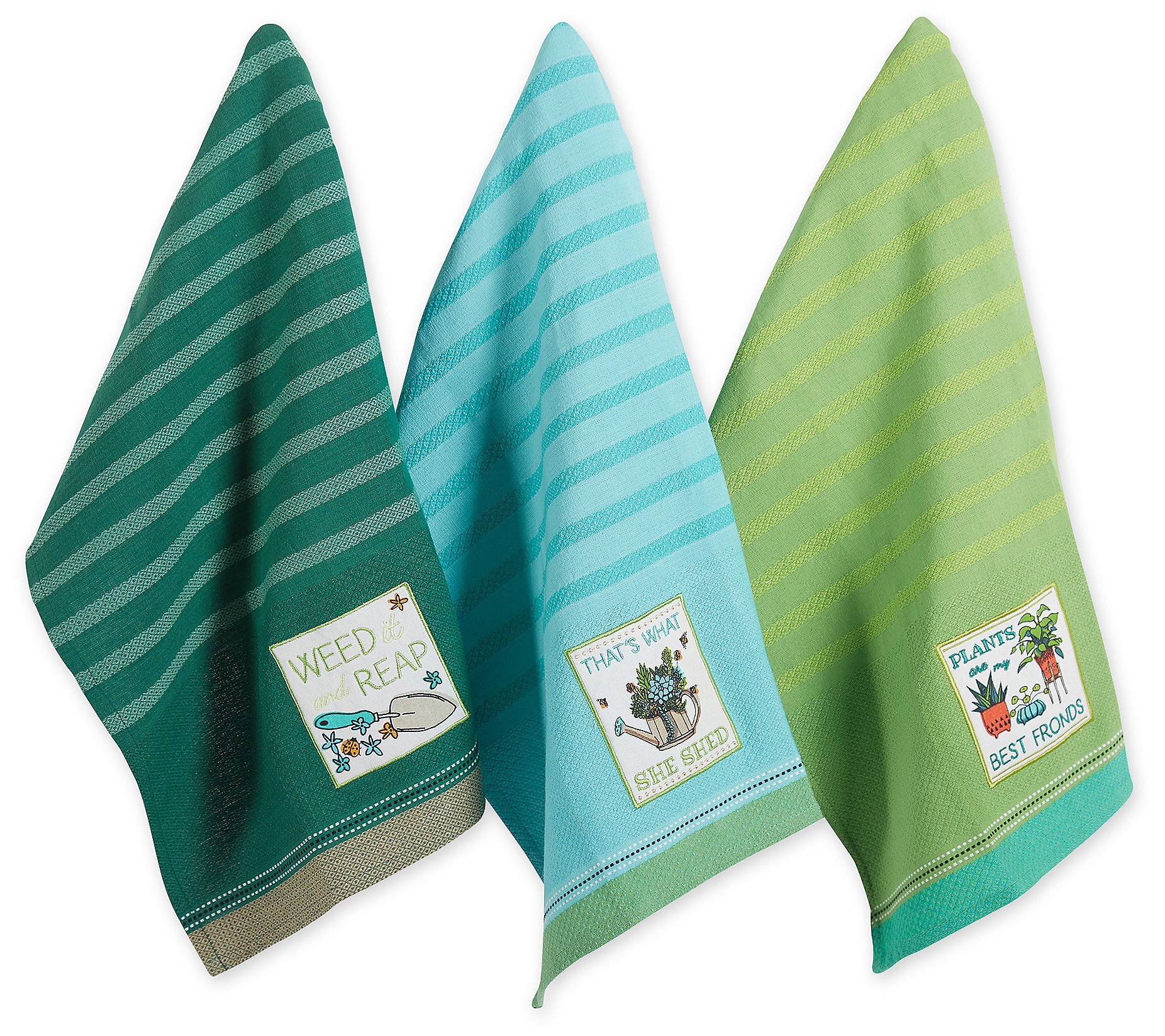 Design Imports Set of 3 Plant Embellished Kitchen Towel