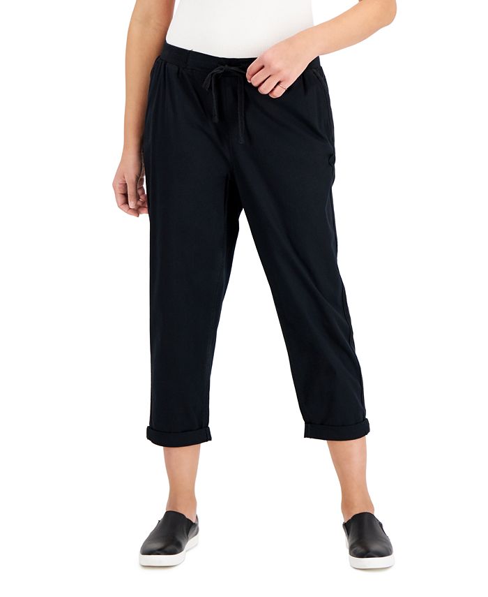 Petite Pull-On Cuffed Twill Ankle Pants， Created for Macy's