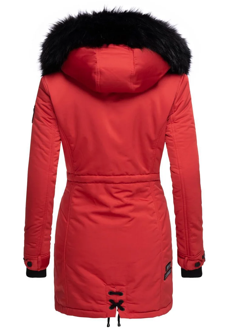 Black fur collar parka black