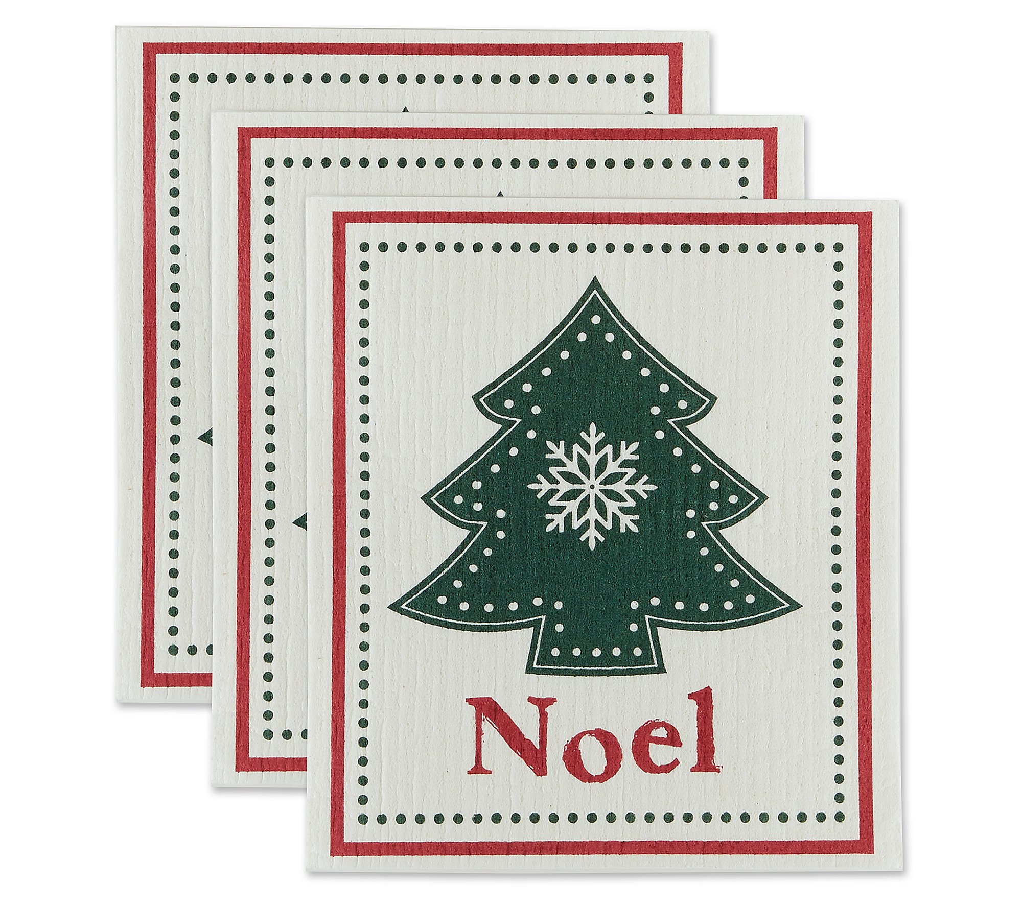 Design Imports Set of 3 Noel Tree Swedish Dishcloths