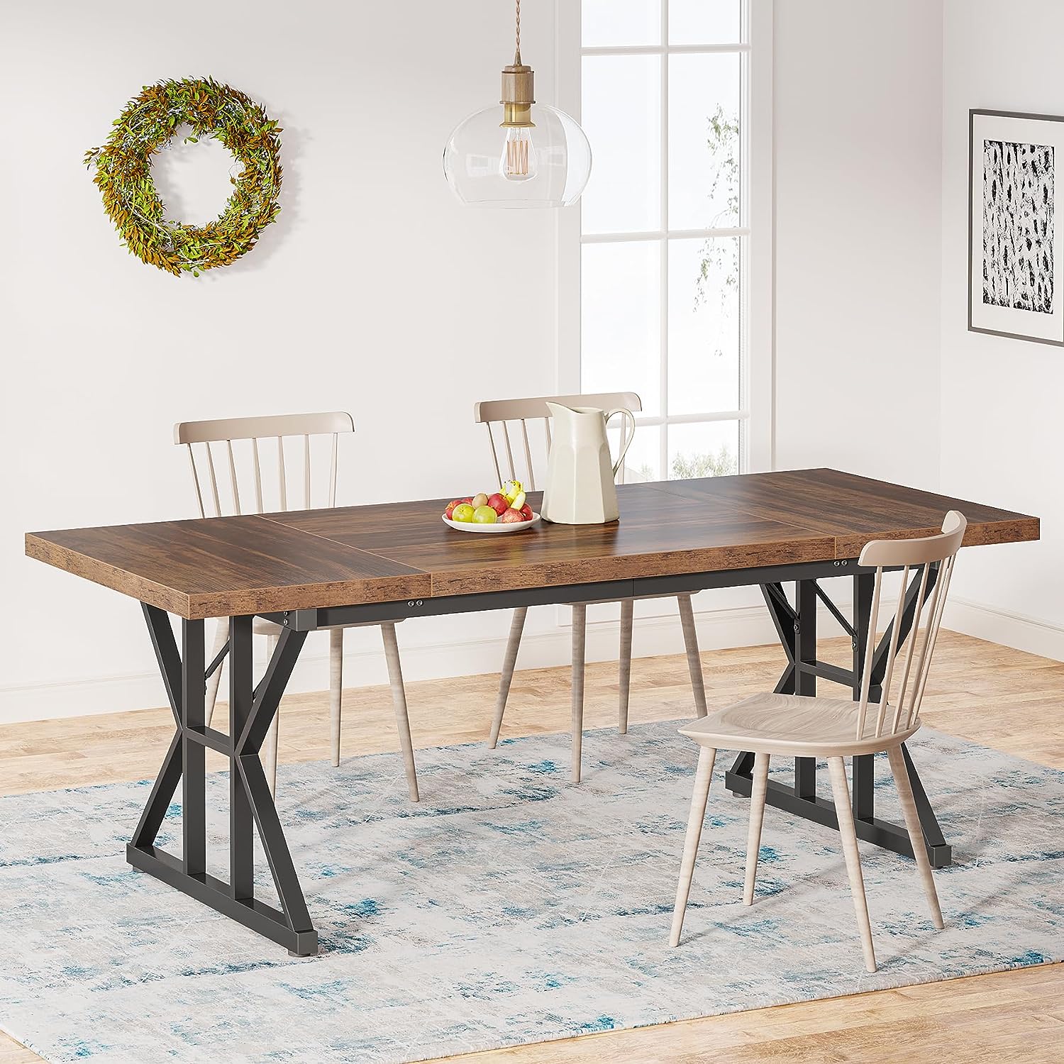 Wood Dining Table, Farmhouse 70.8