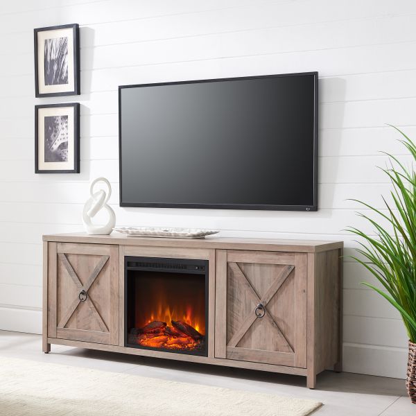 Granger Rectangular TV Stand with Log Fireplace for TV's up to 65