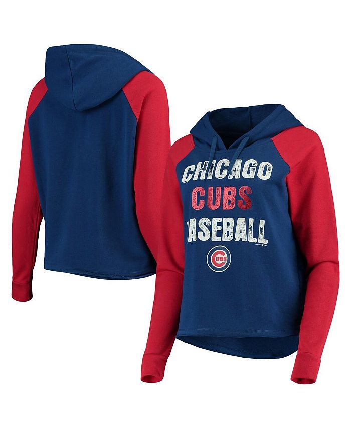 Women's Royal, Red Chicago Cubs Loose French Terry Pullover Hoodie