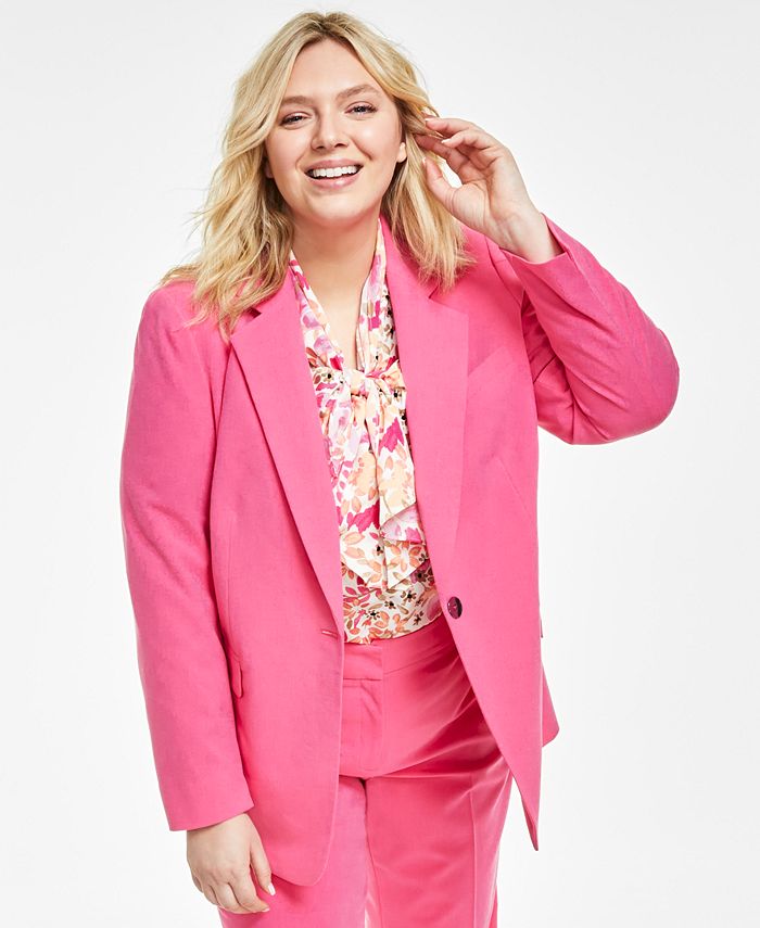Plus Size Bi-Stretch One-Button Jacket， Created for Macy's
