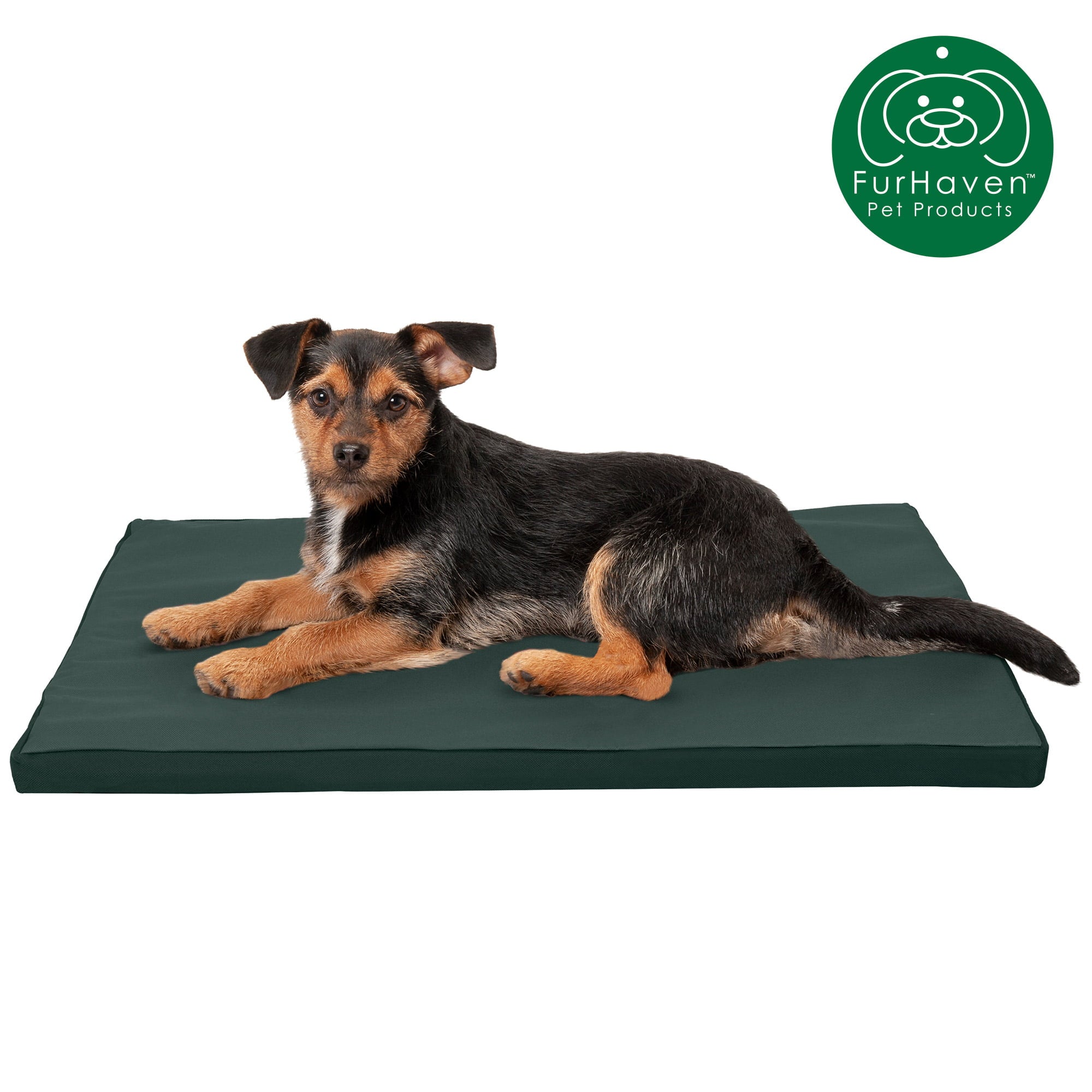 FurHaven Pet Kennel Pad | Reversible Two-Tone Water-Resistant Crate or Kennel Pad Pet Bed for Dogs and Cats， Green/Gray， Small