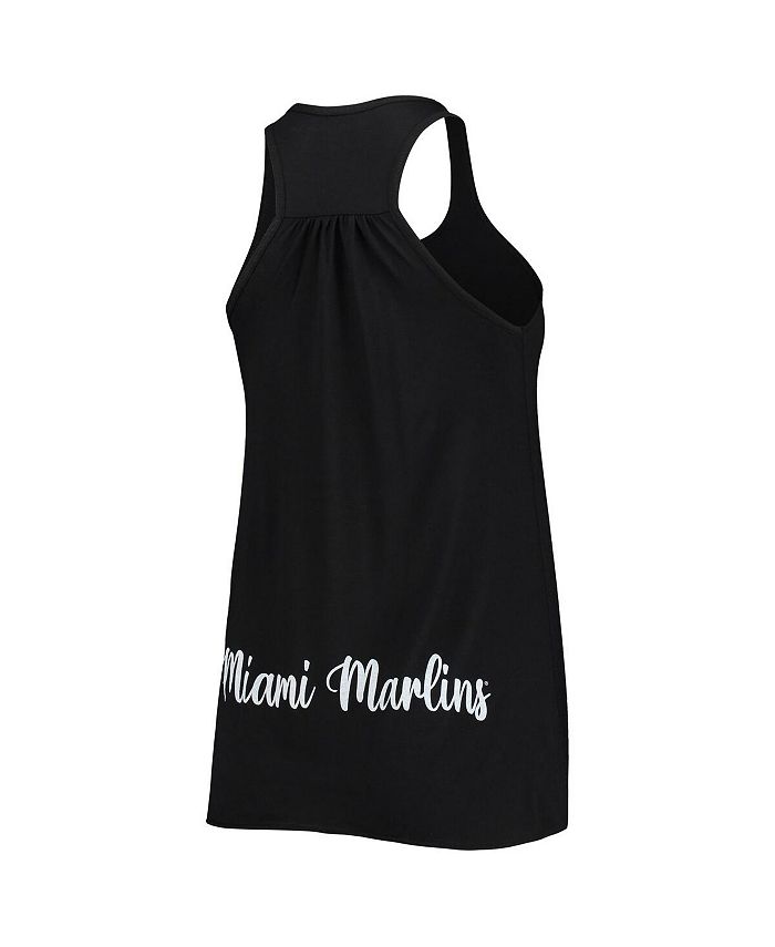 Women's Black Miami Marlins Front & Back Tank Top