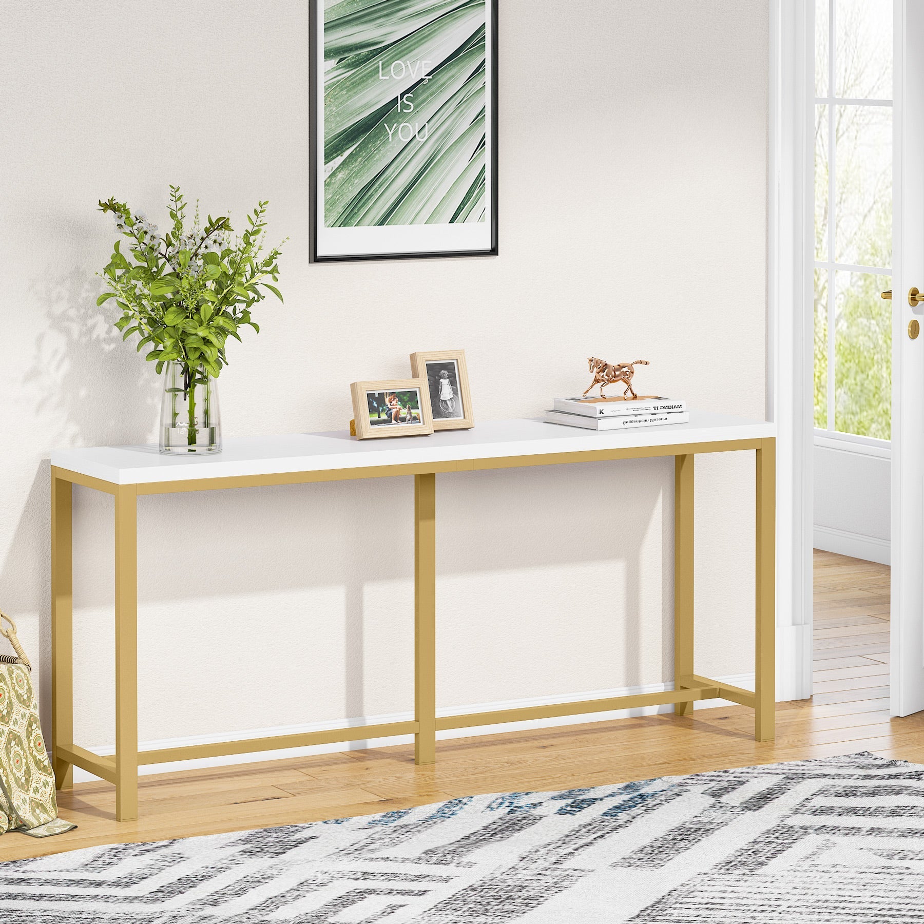 70.9 Inch Console Table, Skinny Long Entryway Table Sofa Table