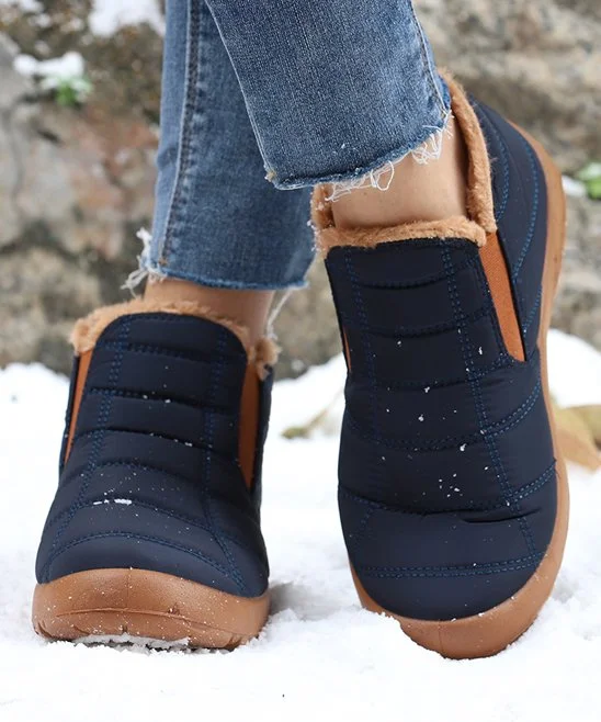 Navy Blue Quilted Snow Boot - Women