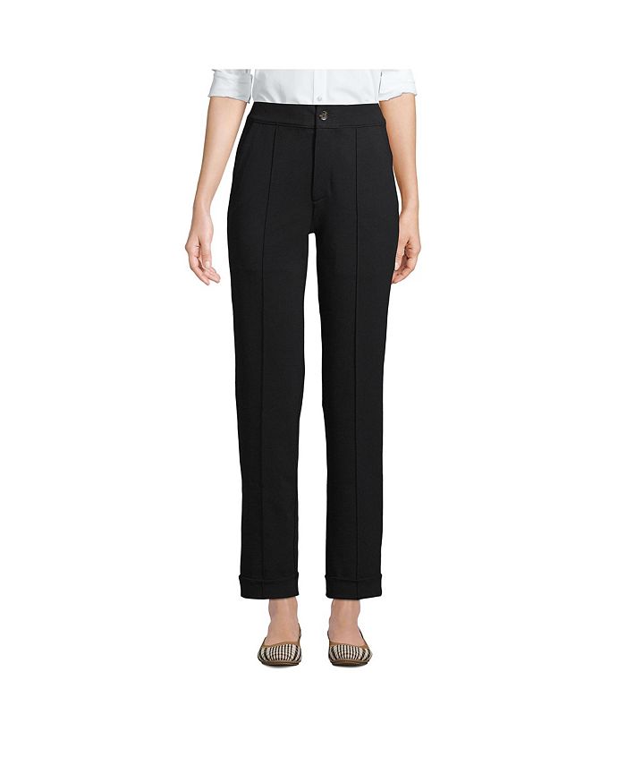 Women's Petite Starfish High Rise Pintuck Straight Leg Elastic Waist Pull On Ankle Pants