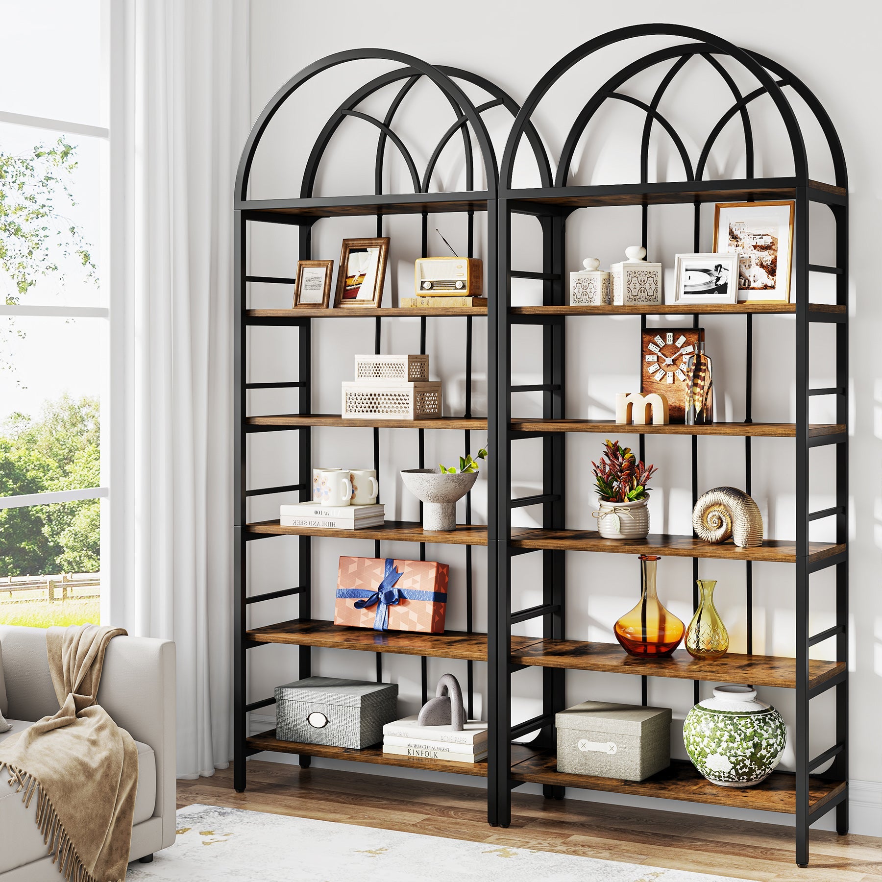 6-Tier Arched Bookshelf, 78.7