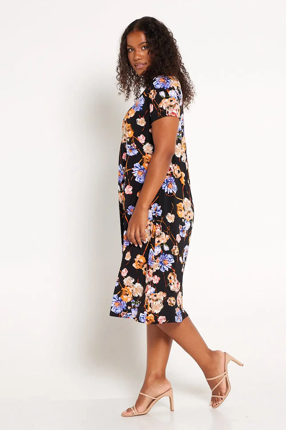 Muriel Invert Pleat Dress - Dusk Roses