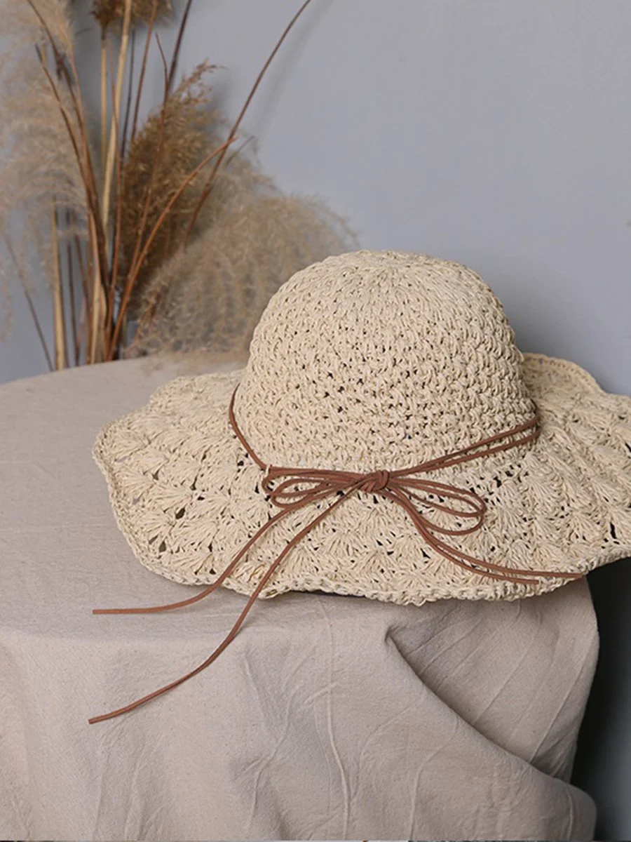 Women's Vintage Beach Resort Straw Crochet Sun Hat