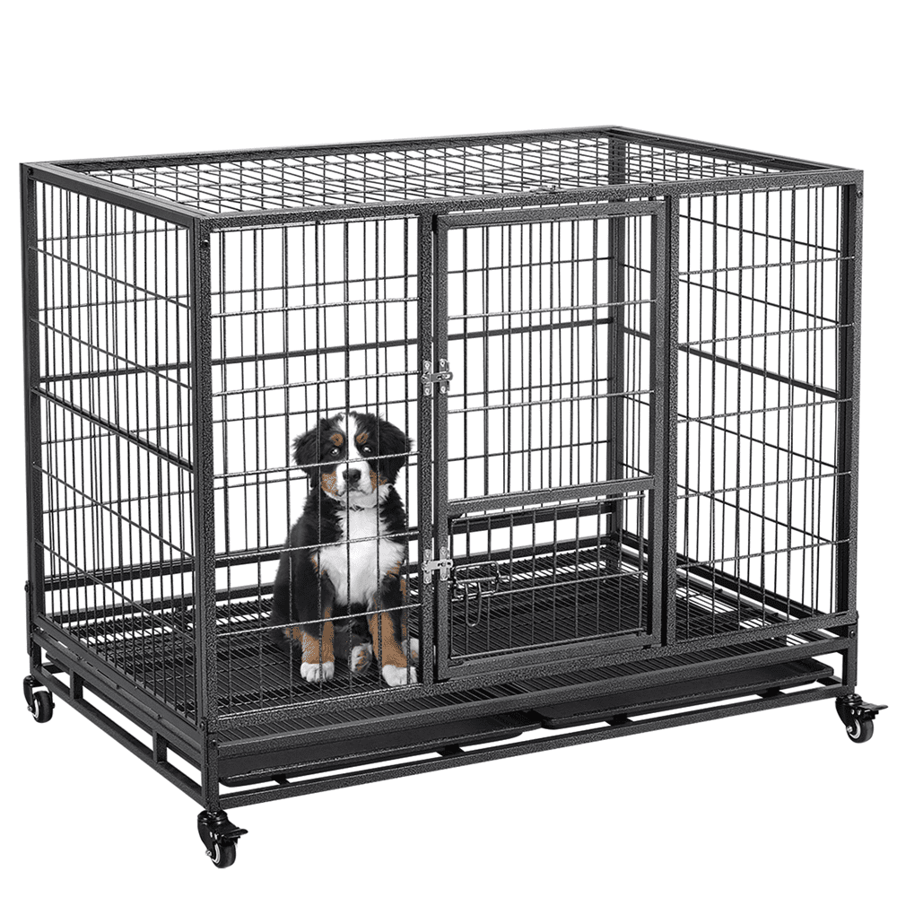 43inch Heavy Duty Metal Dog Cage Kennel，Black