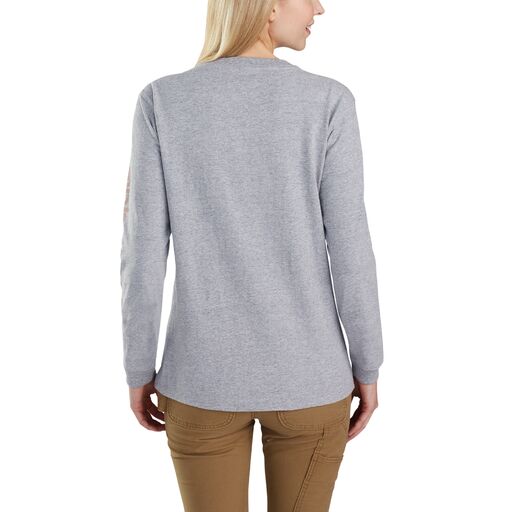 Carhartt Women's Heavyweight Long Sleeve Logo T-Shirt_Heather Grey