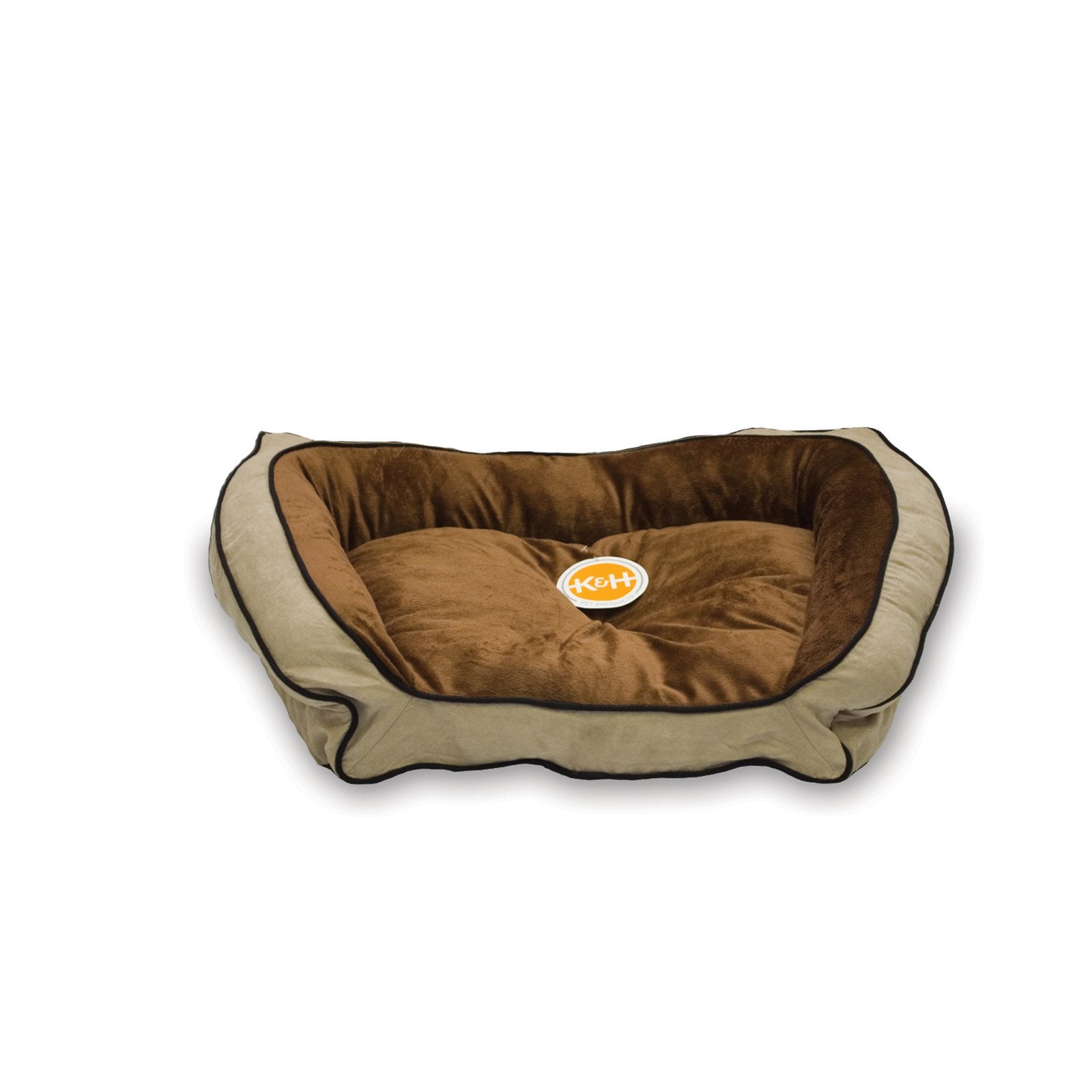 KandH Pet Products Bolster Couch Dog Bed， Large， Mocha/Tan